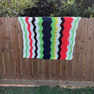 Multi-colored Handmade Crochet Cover 55 in x 48 in (4) Medium Acrylic Yarn